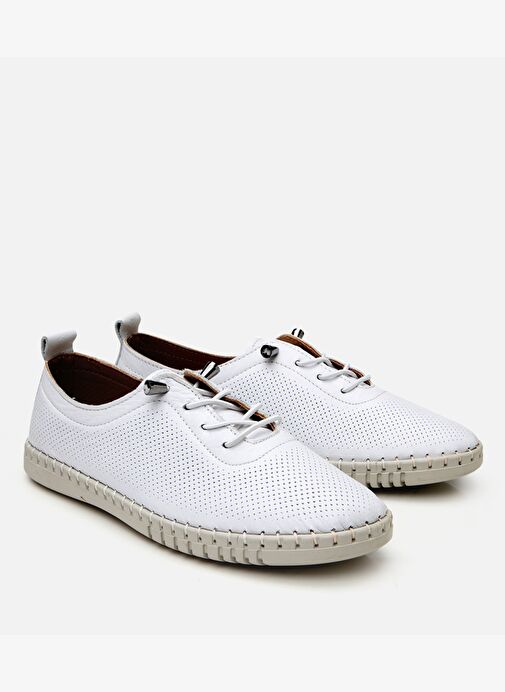 Kadın Deri Beyaz Comfort Ayakkabı - Görsel 3