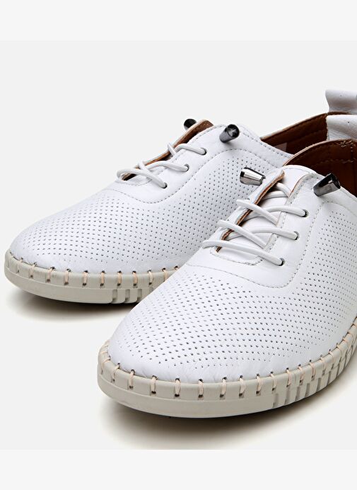 Kadın Deri Beyaz Comfort Ayakkabı - Görsel 4