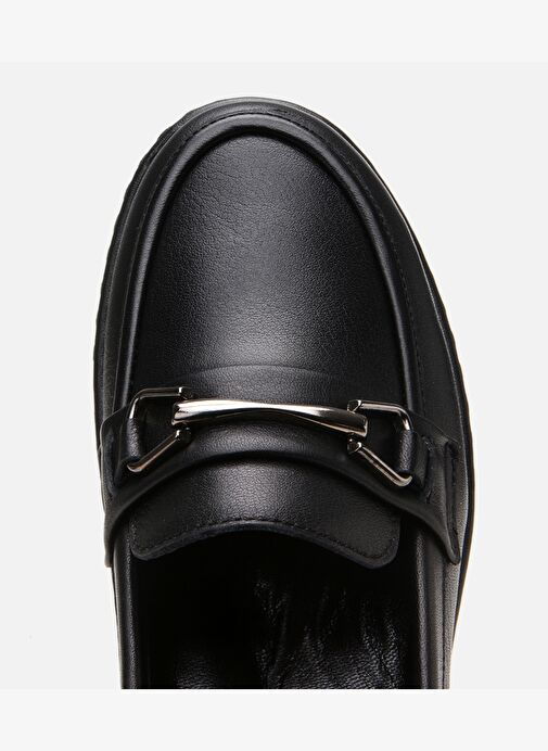 Kadın Deri Siyah Tokalı Günlük Loafer - Görsel 5