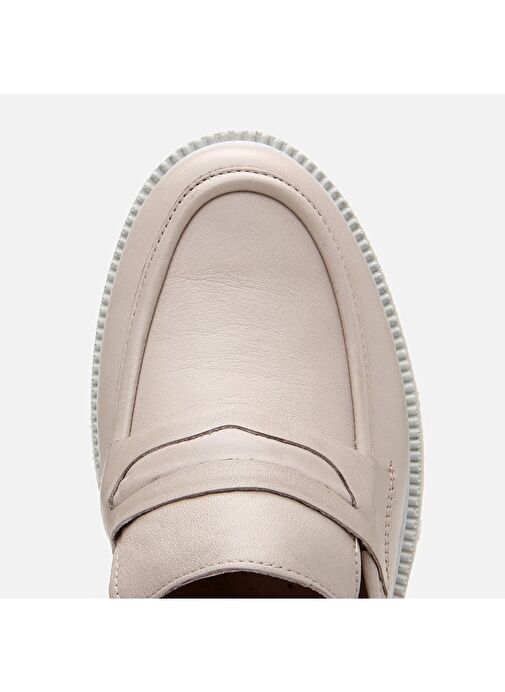 Kadın Deri Pudra Kalın Tabanlı Loafer - Görsel 6