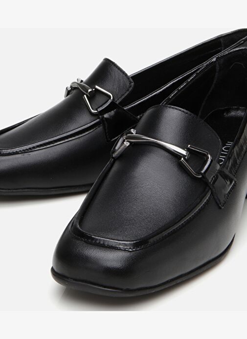 Kadın Deri Siyah Tokalı Loafer - Görsel 4