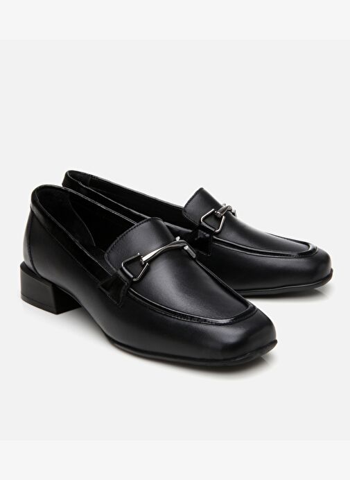Kadın Deri Siyah Tokalı Loafer - Görsel 3