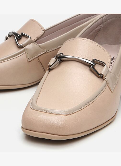 Kadın Deri Bej Tokalı Loafer - Görsel 4