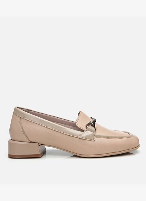 Kadın Deri Bej Tokalı Loafer - Görsel 2