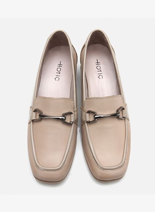 Kadın Deri Bej Tokalı Loafer - Görsel 5