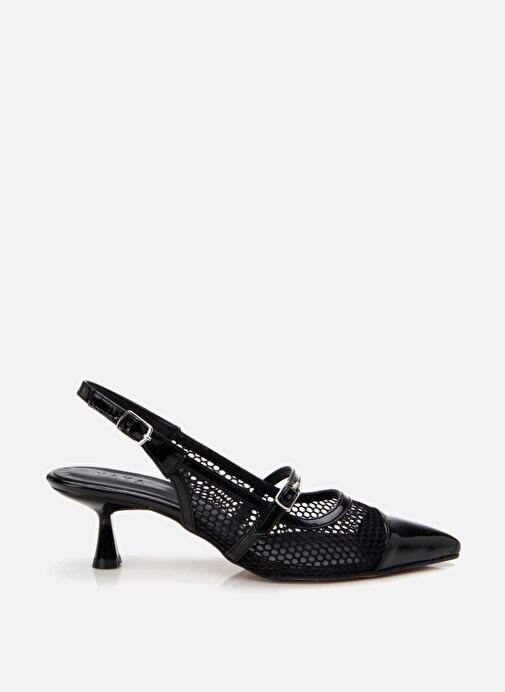 Kadın Rugan Siyah Fileli Stiletto - Görsel 2