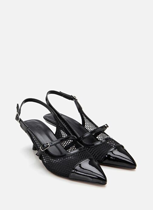 Kadın Rugan Siyah Fileli Stiletto - Görsel 3