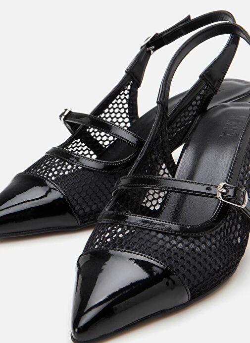 Kadın Rugan Siyah Fileli Stiletto - Görsel 4