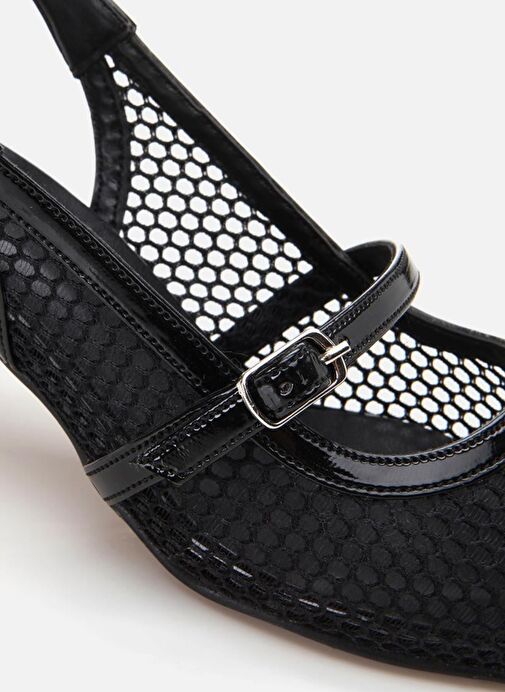 Kadın Rugan Siyah Fileli Stiletto - Görsel 6