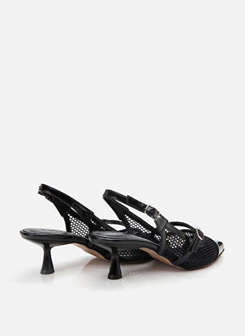 Kadın Rugan Siyah Fileli Stiletto - Görsel 7