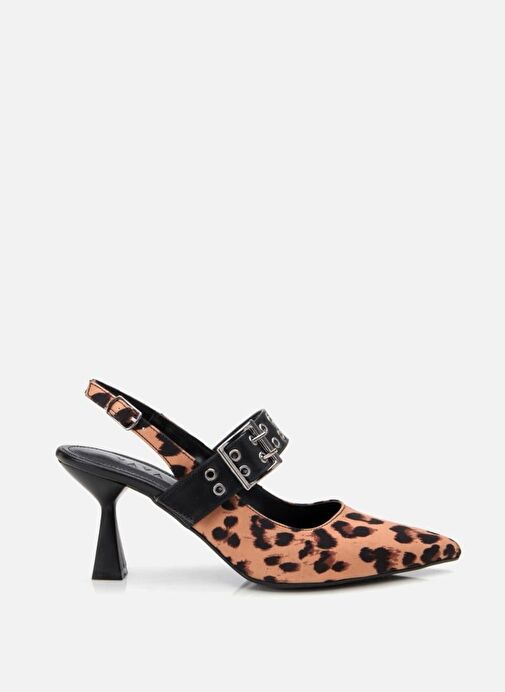 Kadın Taba Leopar Desenli Kemerli Stiletto - Görsel 2