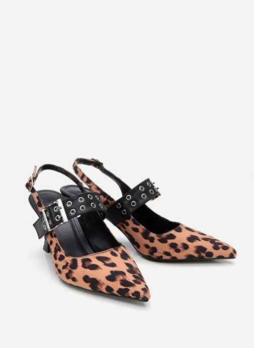 Kadın Taba Leopar Desenli Kemerli Stiletto - Görsel 3