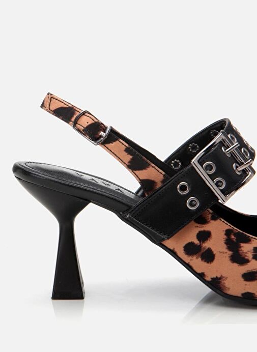 Kadın Taba Leopar Desenli Kemerli Stiletto - Görsel 4