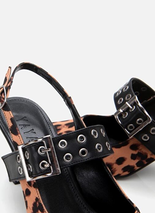 Kadın Taba Leopar Desenli Kemerli Stiletto - Görsel 5
