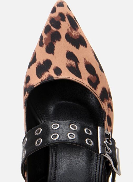 Kadın Taba Leopar Desenli Kemerli Stiletto - Görsel 6
