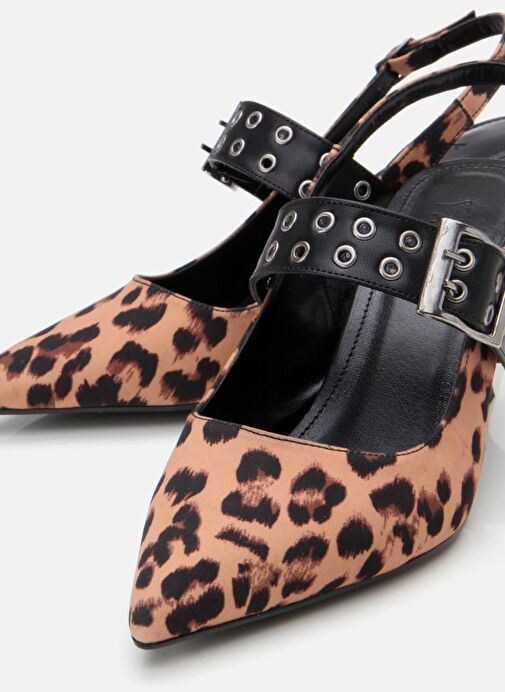 Kadın Taba Leopar Desenli Kemerli Stiletto - Görsel 7