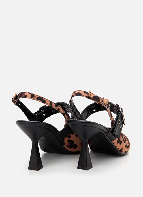 Kadın Taba Leopar Desenli Kemerli Stiletto - Görsel 8