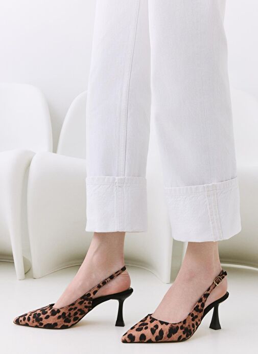 Kadın Taba Leopar Desenli Ayarlanabilir Tokalı Stiletto - Görsel 2