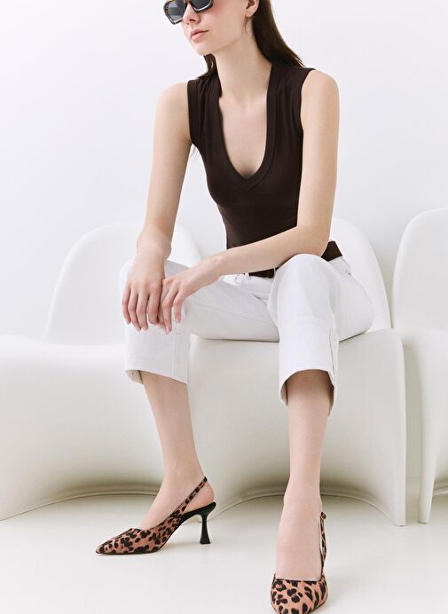 Kadın Taba Leopar Desenli Ayarlanabilir Tokalı Stiletto - Görsel 3