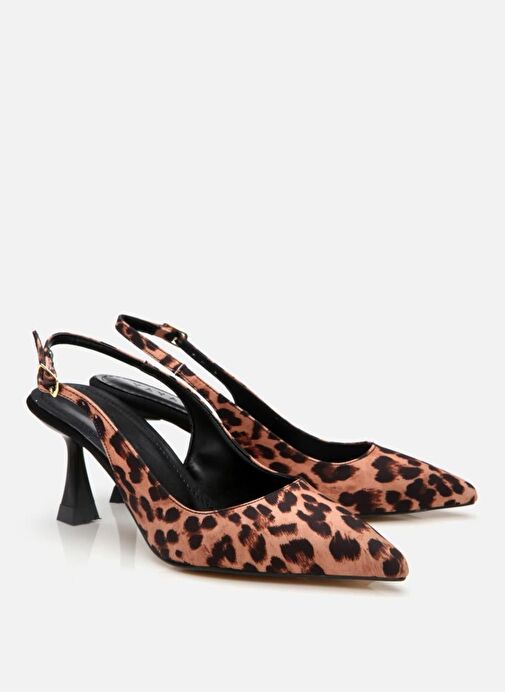 Kadın Taba Leopar Desenli Ayarlanabilir Tokalı Stiletto - Görsel 5