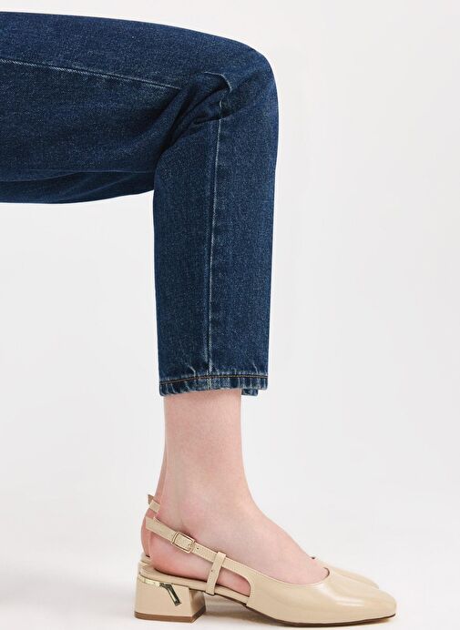 Kadın Bej Kalın Topuklu Ayakkabı - Görsel 2