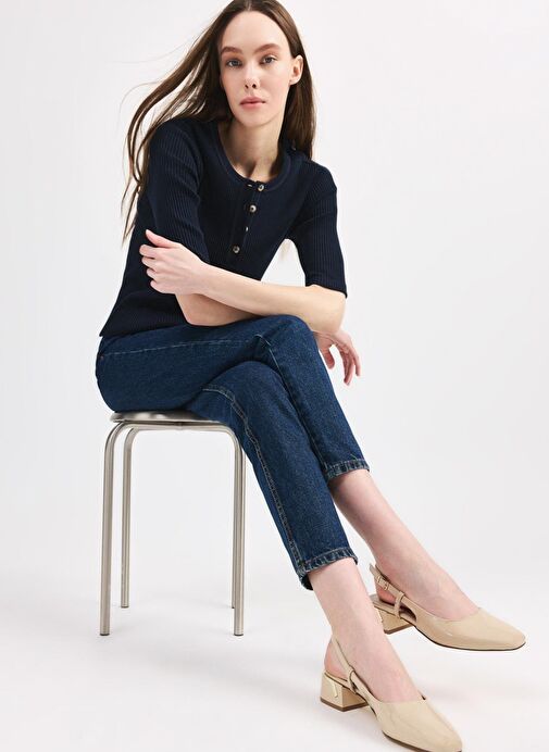 Kadın Bej Kalın Topuklu Ayakkabı - Görsel 3