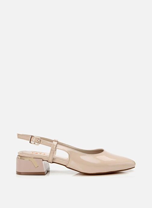 Kadın Bej Kalın Topuklu Ayakkabı - Görsel 4