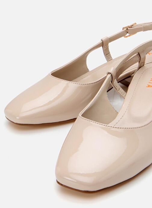 Kadın Bej Kalın Topuklu Ayakkabı - Görsel 6