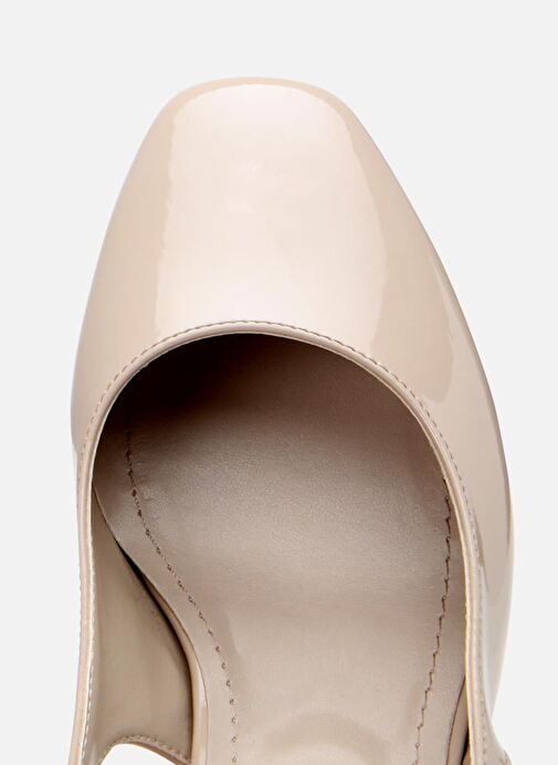 Kadın Bej Kalın Topuklu Ayakkabı - Görsel 7