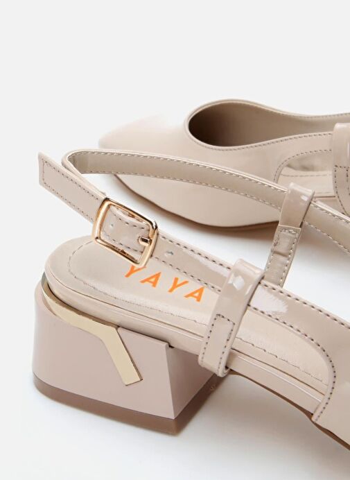 Kadın Bej Kalın Topuklu Ayakkabı - Görsel 8