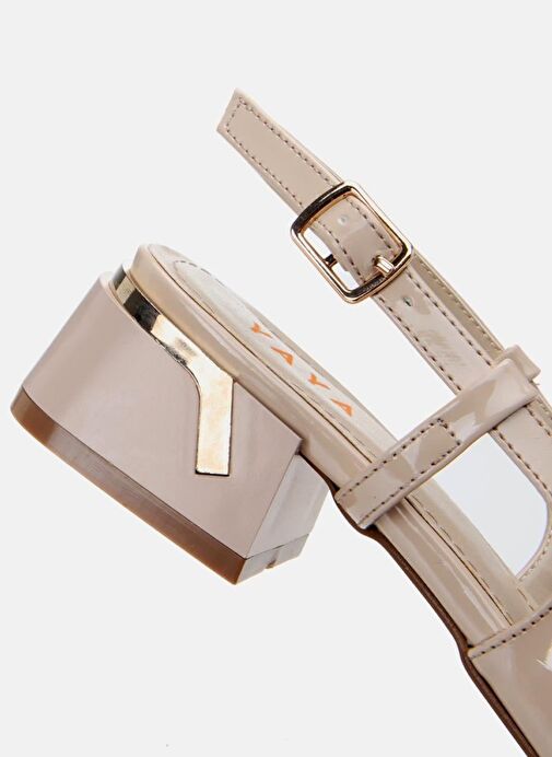 Kadın Bej Kalın Topuklu Ayakkabı - Görsel 9