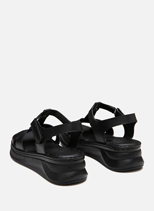 Kadın Siyah Comfort Düz Sandalet - Görsel 9