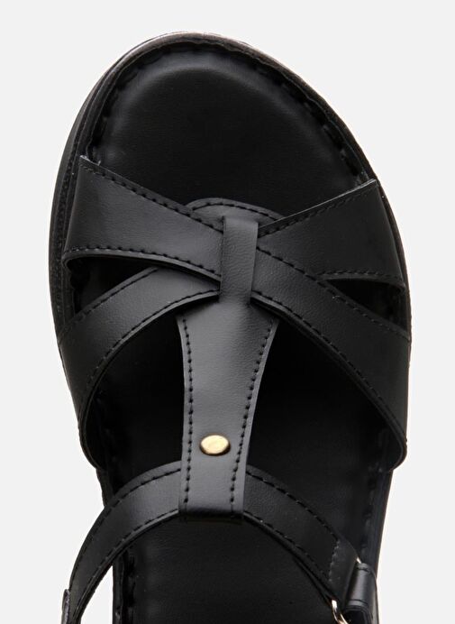 Kadın Siyah Comfort Düz Sandalet - Görsel 7