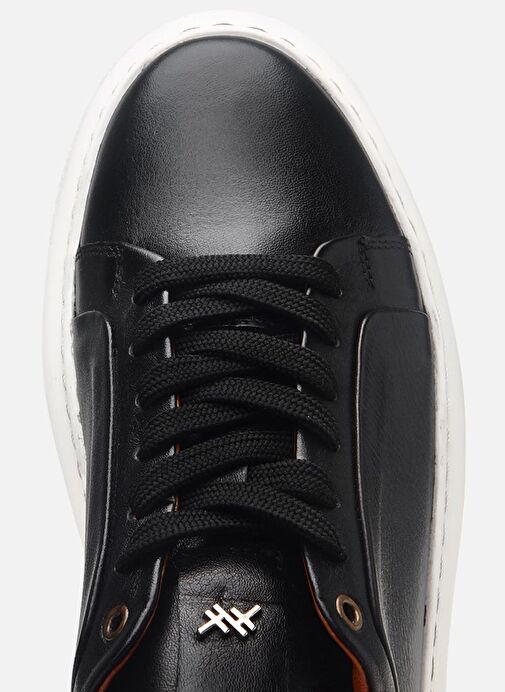 Erkek Deri Siyah Hafif Tabanlı Spor Ayakkabı - Görsel 6