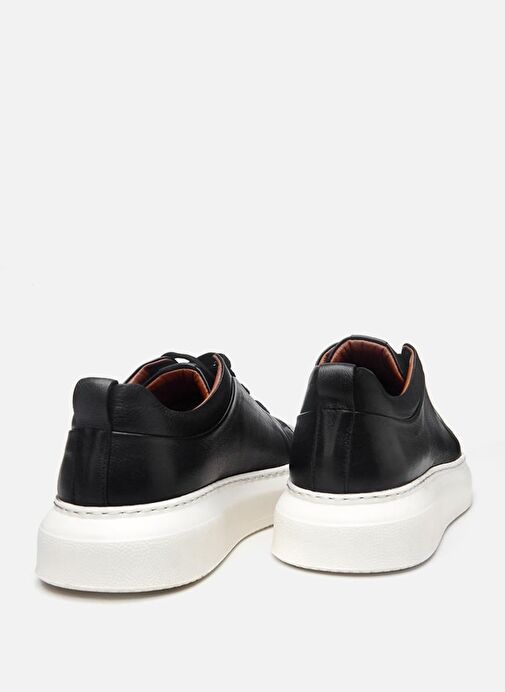 Erkek Deri Siyah Hafif Tabanlı Spor Ayakkabı - Görsel 7