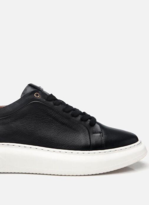 Erkek Deri Siyah Hafif Tabanlı Spor Ayakkabı - Görsel 8