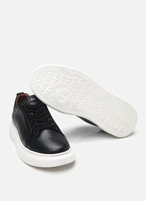 Erkek Deri Siyah Hafif Tabanlı Spor Ayakkabı - Görsel 9