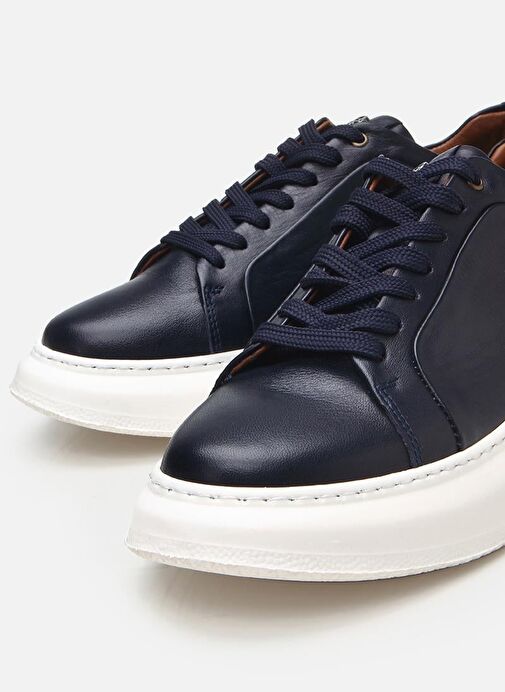 Erkek Deri Lacivert Hafif Tabanlı Spor Ayakkabı - Görsel 4