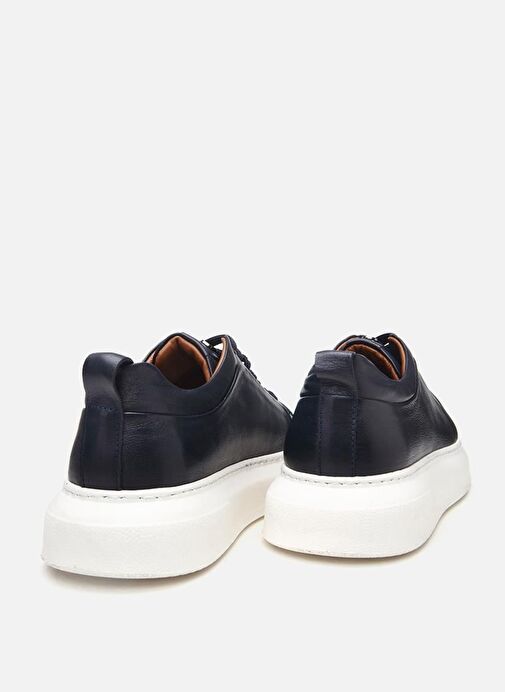 Erkek Deri Lacivert Hafif Tabanlı Spor Ayakkabı - Görsel 8