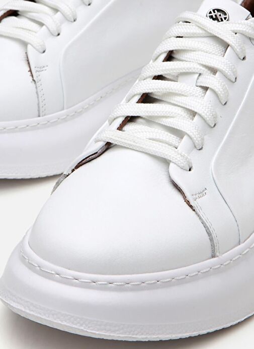 Erkek Deri Beyaz Hafif Tabanlı Spor Ayakkabı - Görsel 4