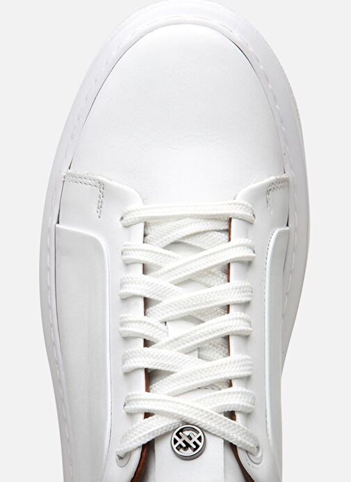 Erkek Deri Beyaz Hafif Tabanlı Spor Ayakkabı - Görsel 5