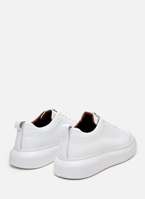 Erkek Deri Beyaz Hafif Tabanlı Spor Ayakkabı - Görsel 6