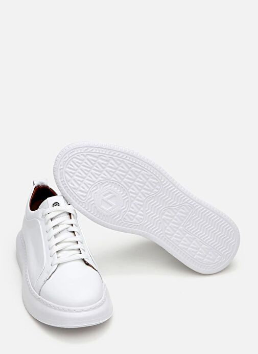 Erkek Deri Beyaz Hafif Tabanlı Spor Ayakkabı - Görsel 7