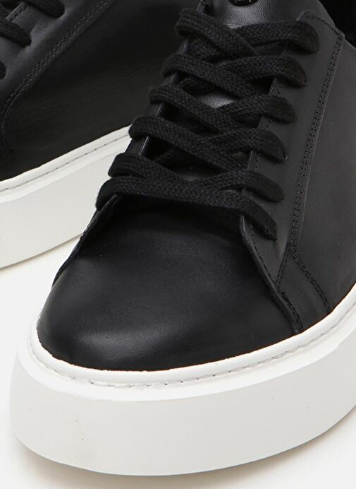 Erkek Deri Siyah Hafif Tabanlı Spor Ayakkabı - Görsel 4