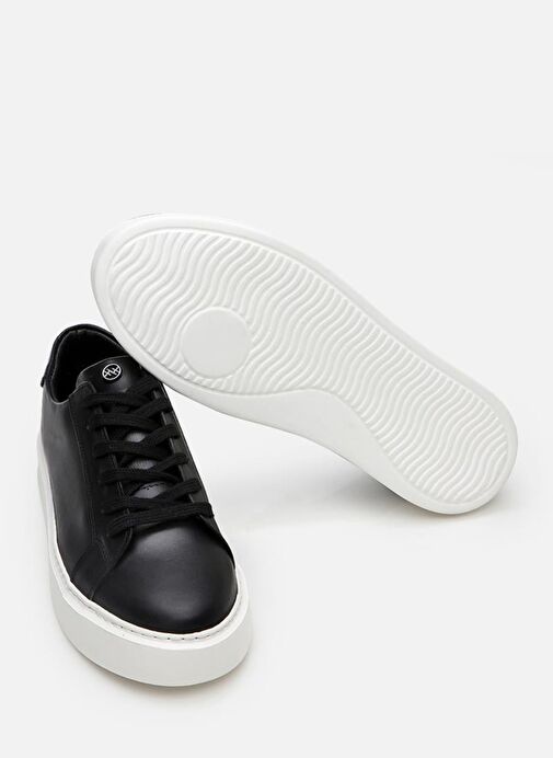 Erkek Deri Siyah Hafif Tabanlı Spor Ayakkabı - Görsel 7