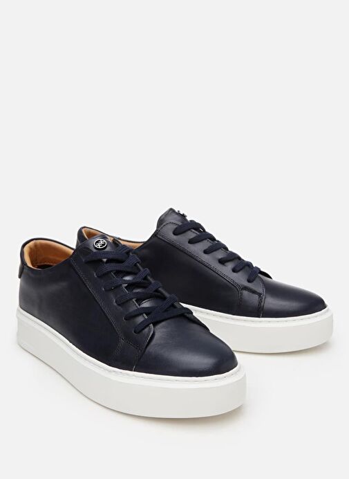Erkek Deri Lacivert Hafif Tabanlı Spor Ayakkabı - Görsel 3