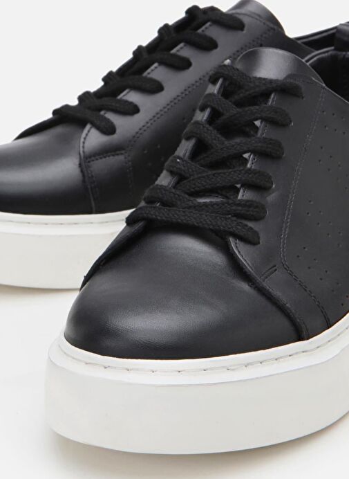 Erkek Deri Siyah Hafif Tabanlı Spor Ayakkabı - Görsel 6