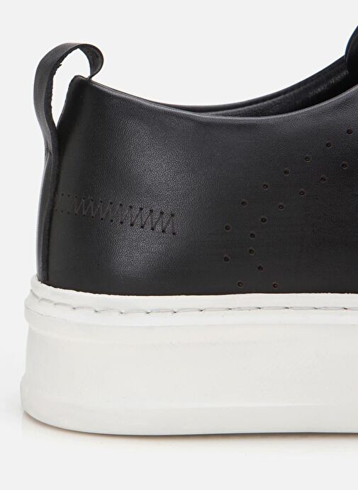 Erkek Deri Siyah Hafif Tabanlı Spor Ayakkabı - Görsel 8