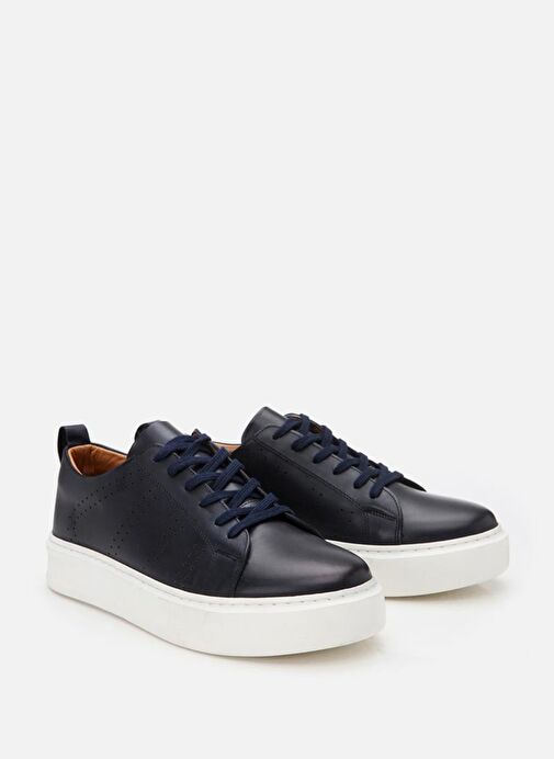 Erkek Deri Lacivert Hafif Tabanlı Spor Ayakkabı - Görsel 3