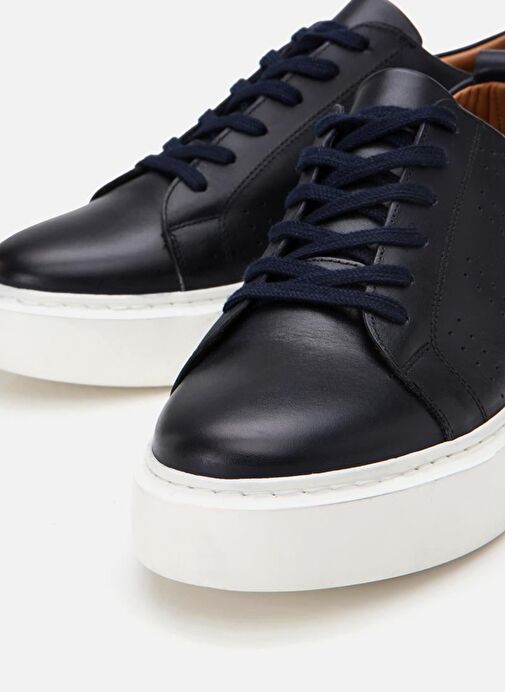 Erkek Deri Lacivert Hafif Tabanlı Spor Ayakkabı - Görsel 4